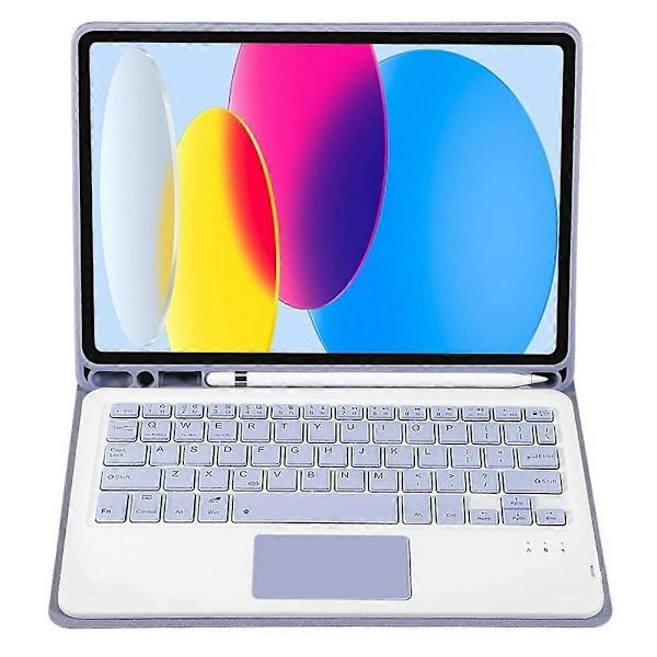 Type C A10B-A iPad 10.9 (2022) -mallille, karkkivärinen kynäpaikkamuotoilu, nahka + TPU-tablettitelinekotelo Multicolor Style F