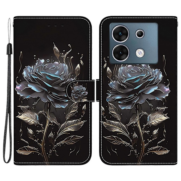 Læderetui med mønstertryk til Infinix Zero 30 5G Multicolor Black Rose