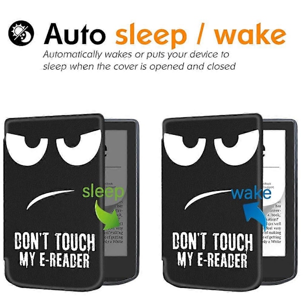 PocketBook Verse Pro -nahkakotelo E-lukulaitteen suojus automaattisella lepo/herätystoiminnolla – Aika matkustaa Multicolor Don't Touch My E-Reader
