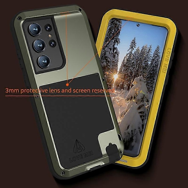LOVE MEI Deksel til Samsung Galaxy S23 Ultra Mobiltelefon Silikon+Metall Støtsikkert Telefondeksel Multicolor Style E