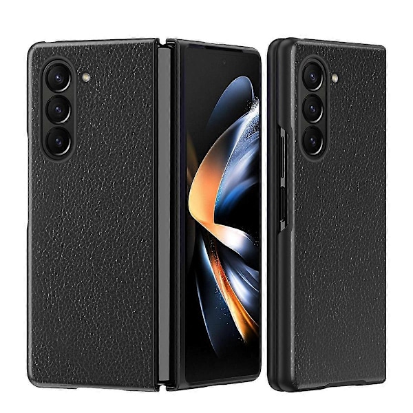 Telefonfodral för Samsung Galaxy Z Fold5 5G Litchi Textur PU Läderbelagd PC Telefonskal Multicolor Style B
