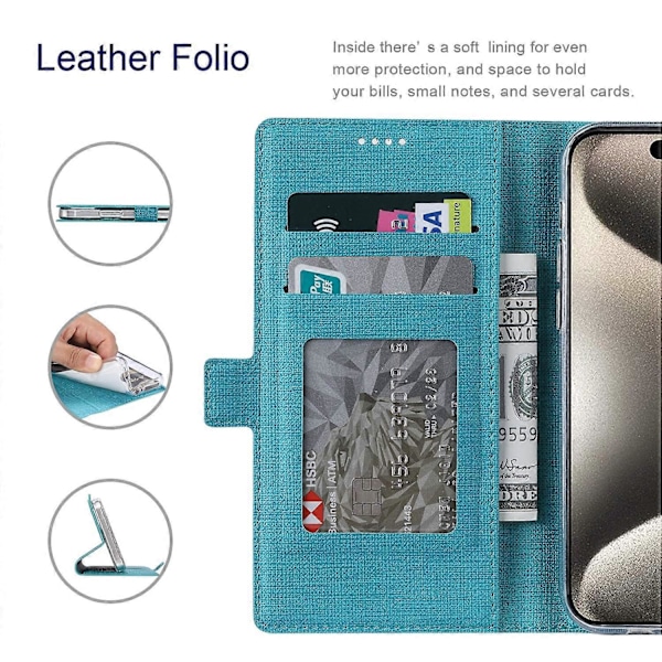 VILI K Series för iPhone 15 Pro Fodral PU Läder Plånbok Ställ Telefonskydd Multicolor Style C