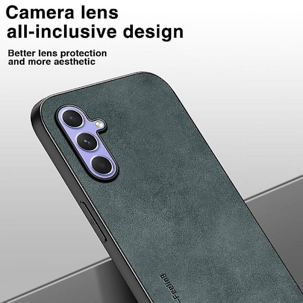 För Samsung Galaxy A54 5g Anti-halk phone case Pu Läder Soft Tpu Stötsäkert cover Green