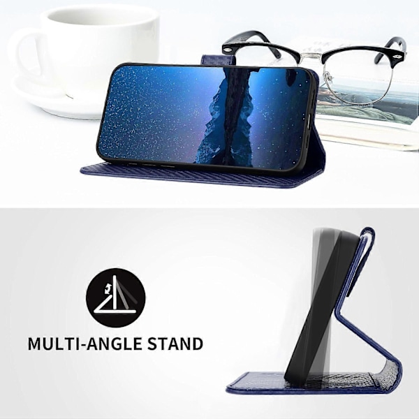Plånboksfodral med rem i kolfibertextur läder för Realme P3 Pro 5G Multicolor Royal Blue
