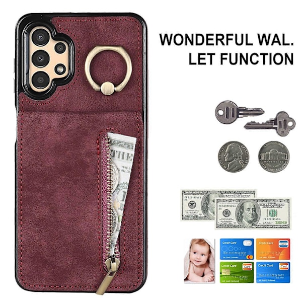 Til Samsung Galaxy A13 5G/A13 4G RFID Blokerende Støtteben Etui Retro PU+TPU Wallet Telefon Cover Multicolor Style D