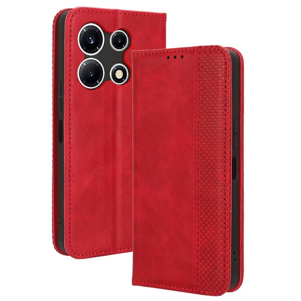 Phone case För Infinix Note 30 Vip 5g X6710 Retro Pu Läderställ Cover Red