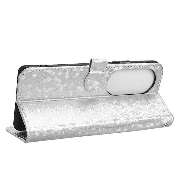 Til Oppo Reno10 Pro+ 5g PU Læder Wallet Mobil Case Dot Præget Flip Stand Telefon Cover Silver