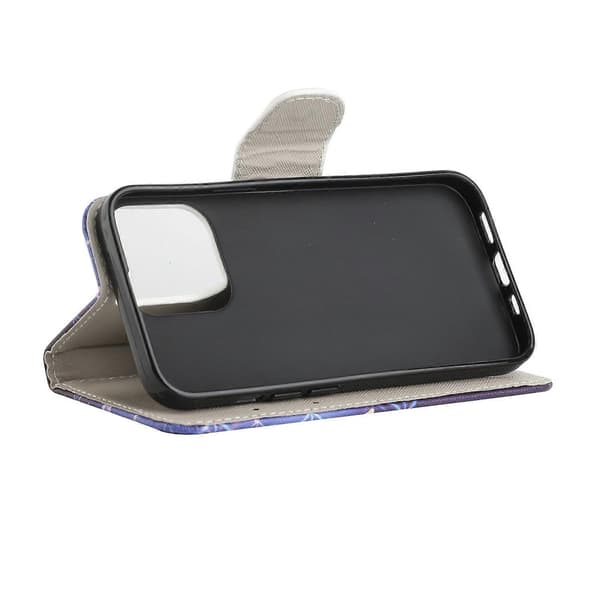 Mønsterprint Kryds Tekstur Læder Etui Wallet Stand Shell til iPhone 13 6.1 tommer Multicolor Style A
