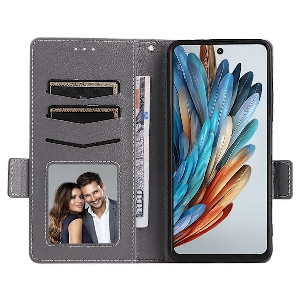 För ZTE nubia Music Fodral Litchi Textur PU Läder Plånbok Flip Telefonfodral- Multicolor Grey