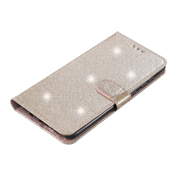Glittrigt PU-läderfodral med folio flip plånboksstativ för iPhone 14 Plus Multicolor Style C