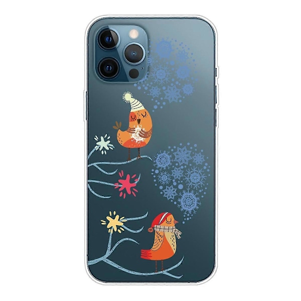 Til iPhone 16 Pro Max Cover Julemønster Print Blød TPU Telefon Cover - Sokker og Gaver Multicolor Birds