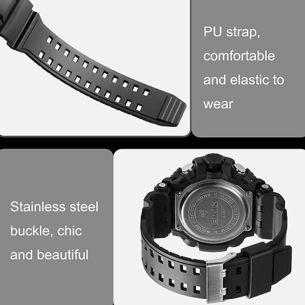 Skmei 1617 Double Nights Dial Watch, Färg: Svart Not Specified