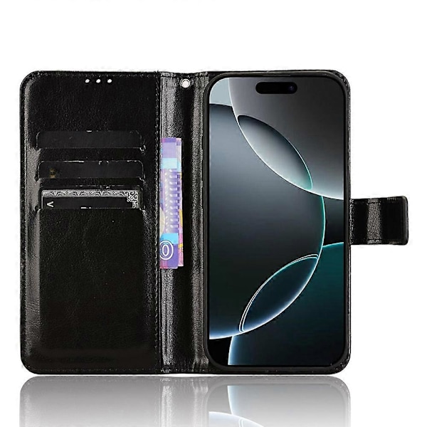 iPhone 16 Pro -kotelo Crazy Horse -kuvioitu PU-nahkainen puhelinlompakkokotelo Multicolor Style A