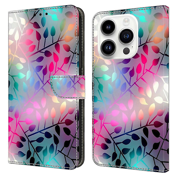 För iPhone 15 Pro Fodral 3D Mönstertryck Läder Plånboksfodral Multicolor Style O