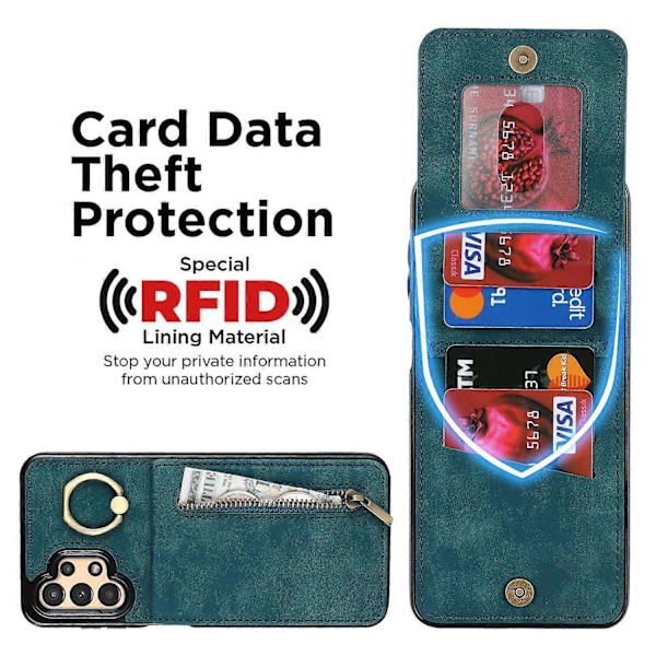 Til Samsung Galaxy A13 5G/A13 4G RFID Blokerende Støtteben Etui Retro PU+TPU Wallet Telefon Cover Multicolor Style C