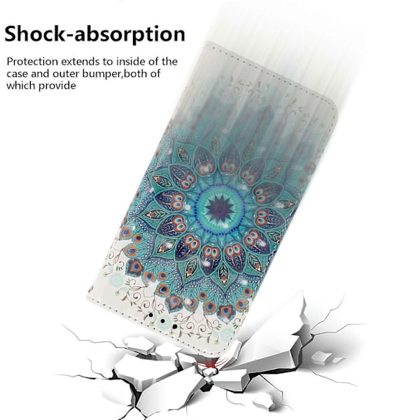 Til Samsung Galaxy S25 Edge Etui Mønstertryk Læder Wallet Telefon Cover med Håndledsrem Multicolor Peacock Wreath