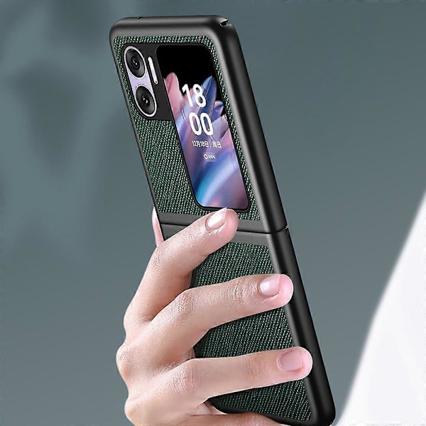 Til Oppo Find N2 Flip 5G Folde Telefon Cover Kryds Tekstur Gummibelagt PU Læder Belagt PC Cover Multicolor Style C