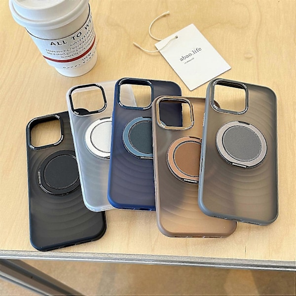 iPhone 16 Pro Magneettinen Suojakotelo Pyörivällä Jalustalla Aaltoileva TPU+PC Puhelinkuori Multicolor Matte White