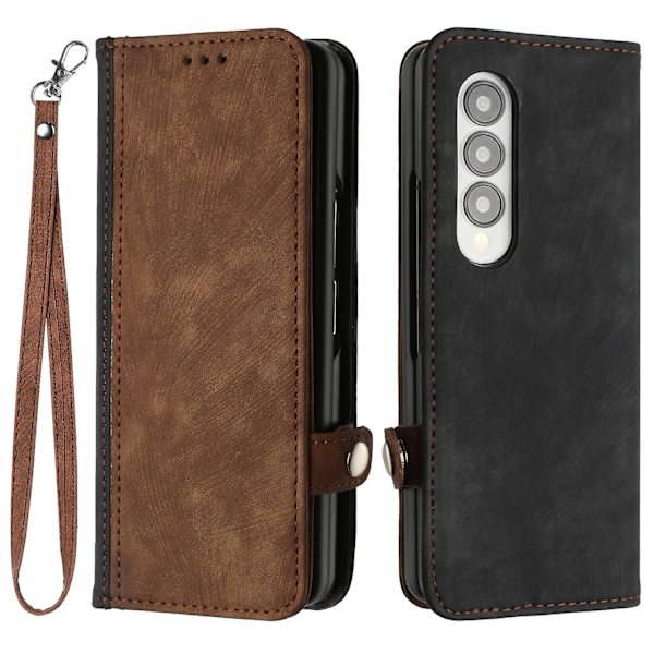 För Samsung Galaxy Z Fold3 5g Pu Läder Phone case Korthållare Cover Coffee