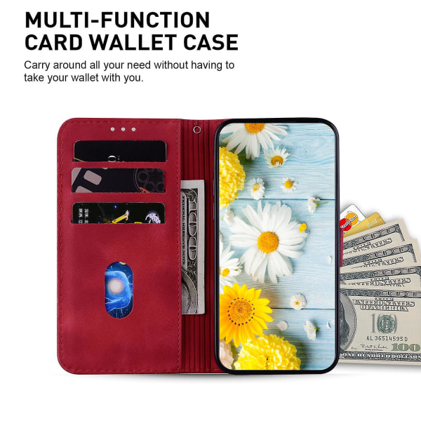 För Xiaomi Redmi Note 12 Pro+ 5g Telefon Case Stativ Plånbok tryckt Flower Cover Red