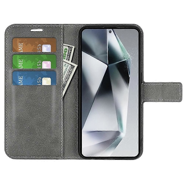 Til Samsung Galaxy S25 Ultra Stand Case Anti-Scratch Kalvetekstur Læder Telefon Cover Multicolor Style D