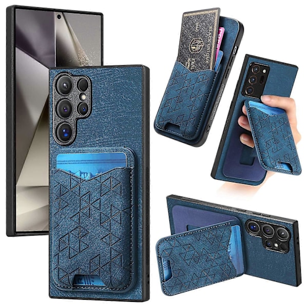 Til Samsung Galaxy S24 Ultra Etui Præget Mønster Kortholder Støtteben Læder Bagcover Multicolor Style E