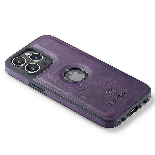 Til iPhone 15 Plus Cover Logo View Bagside PU Læder+PC+TPU Cover Multicolor Style B