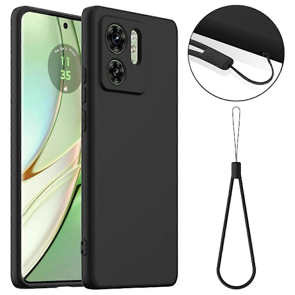 Til Motorola Edge (2023) 5G Etui Kompatibel med MagSafe Flydende Silikone Telefon Cover med Snøre Multicolor Black