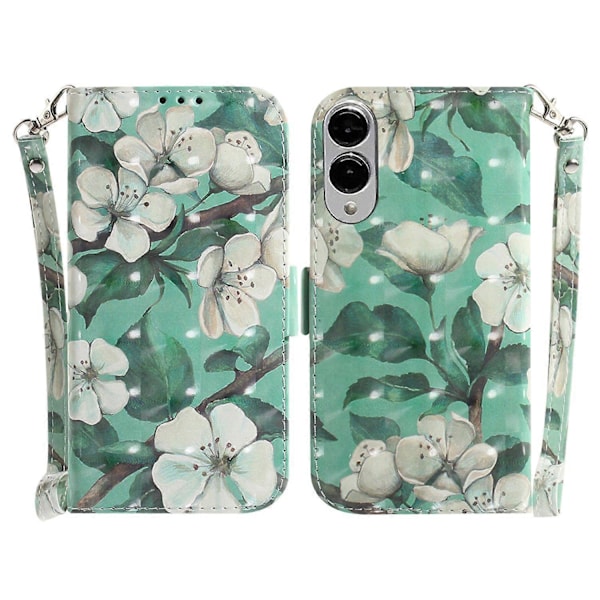 Til Samsung Galaxy S25 Edge Etui Mønstertryk Læder Wallet Telefon Cover med Håndledsrem Multicolor Watercolor Flowers