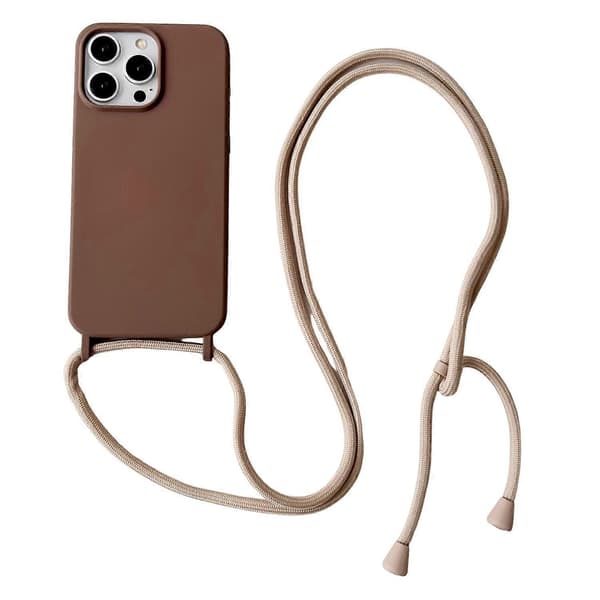 Kryssbody-snordeske i flytende silikon til iPhone 13 Pro - Grå Multicolor Coffee