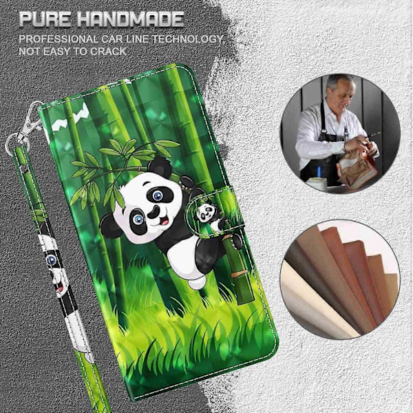 Læderetui med 3D-mønster til Samsung Galaxy A25 5G Multicolor Panda Climbing