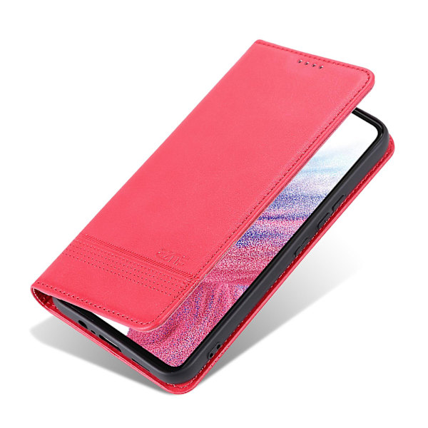 Azns Pu Läder Phone case För Samsung Galaxy A04e 4g, Stativ Magnetic Absorption Flip Cover Red