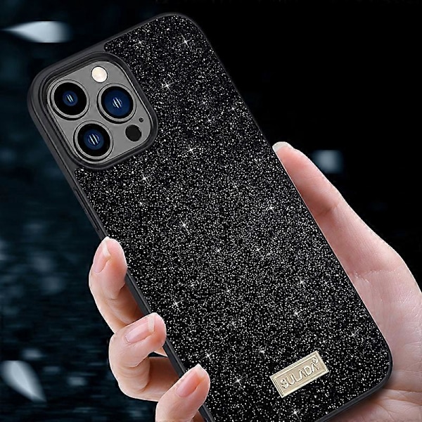 SULADA Baksidesskydd för iPhone 15 Pro, PU Läderbelagd PC+TPU Glitter Paljetter Mobilskal Multicolor Style C