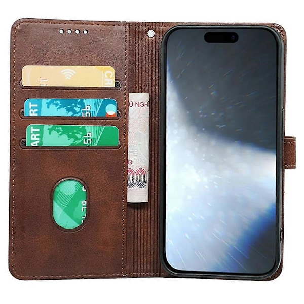 iPhone 16 Plus -kotelo, vasikannahkakuvioinen nahkainen jalustallinen kirjatyylinen puhelinkotelo Multicolor Style F
