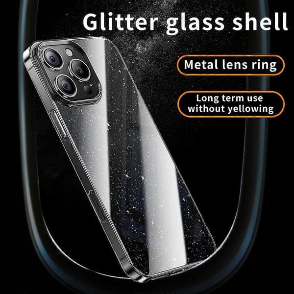 iPhone 16 Pro -kotelo PC+Glitter-lasisuojakuori Multicolor Style A