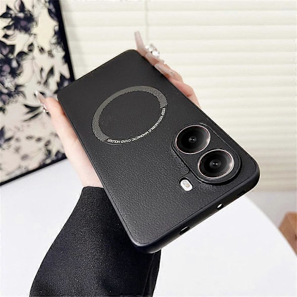 Skal för Xiaomi Poco X7 Pro 5G Anti-Drop PU Läder+TPU Fodral Kompatibelt med MagSafe Multicolor Black
