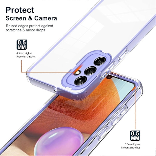 För Samsung Galaxy A14 5G/A14 4G 3-i-1 Transparent Telefon Skal TPU+PC Kameraskydd Fodral Multicolor Style E
