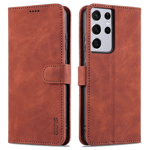AZNS Wallet Design PU Læder Allround Beskyttelse Telefon Stand Cover Case til Samsung Galaxy S21
