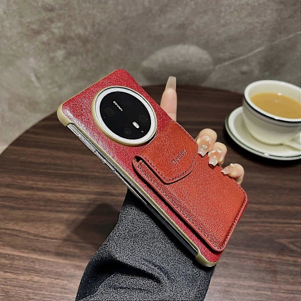 DENIOR Magnetisk etui i ægte okselæder med PC-støttefod til Huawei Mate 70 Pro/70 Pro+ Multicolor Style B