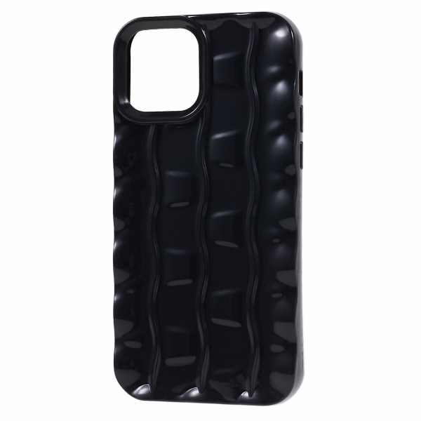 För Iphone 12/12 Pro phone case Soft Tpu 3d randigt mönster Design Anti-dropp cover Black