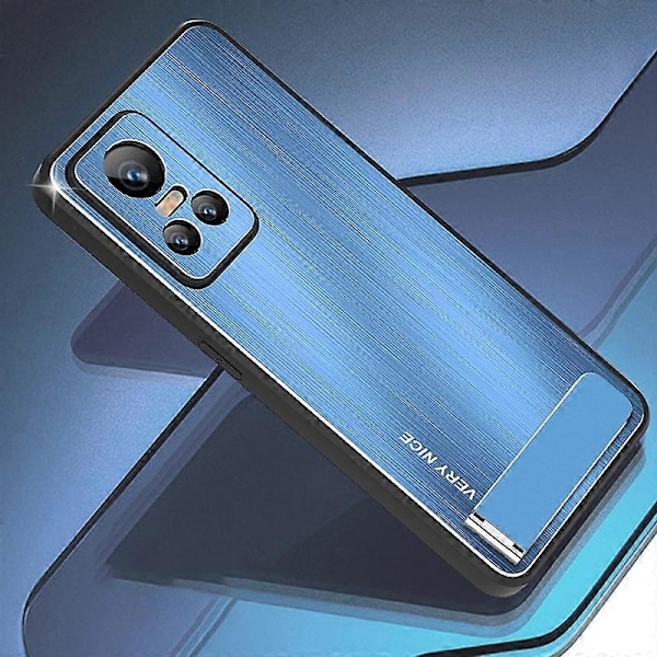Realme GT Neo3 TPU-kehys Alumiiniseos Takapuoli Harjattu Puhelinkotelo Jalustalla Suojakuori