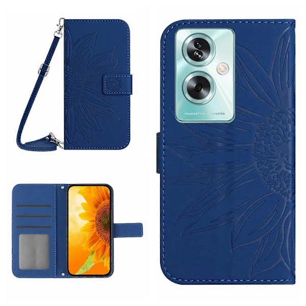 Til Oppo A79 5G/A2 5G Etui PU Læder Solsikke Pung Telefon Cover med Skulderrem Multicolor Style E