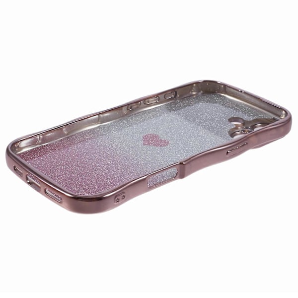 Til iPhone 16 Plus Cover Kærlighedshjerte Gradient Glitter TPU Telefon Cover Elektroplettering Krøllet Ramme Multicolor Style C