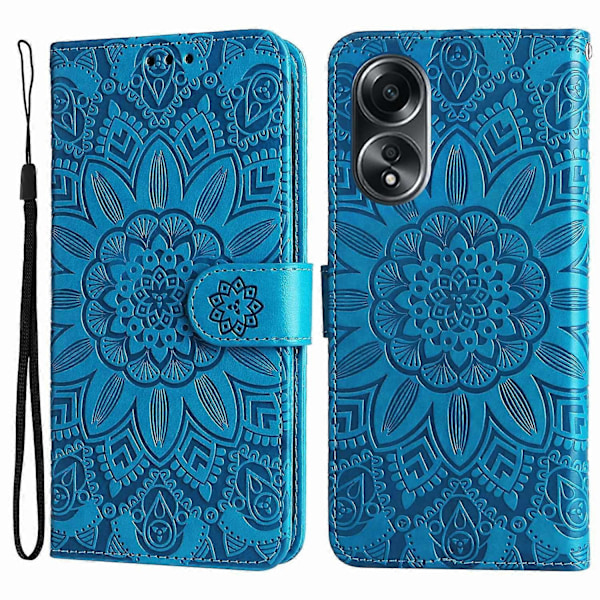 Mobiltelefonetui til Oppo A58 4G, Wallet Stand Shell PU Læder Solsikke Præget Telefoncover Multicolor Style B