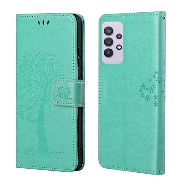 Ugle Mønster Tryk Design Læder Wallet Telefon Cover til Samsung Galaxy A32 4G (EU Version) Multicolor Style A