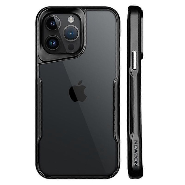 NEWZONE Mobilskal för iPhone 15 Pro Max, Matt, Falltåligt TPU+Akrylskal Multicolor Titanium Black