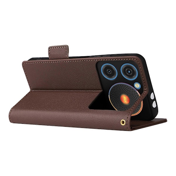 Til ZTE nubia Music Case Litchi Tekstur PU Læder Wallet Flip Telefon Cover - Grå Multicolor Brown