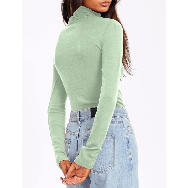 Dame Turtleneck Langærmet Trøjer Efterårsmode Basic Lagdeling Slim Fit Blød Termisk Undertøj Toppe Sage X-Large