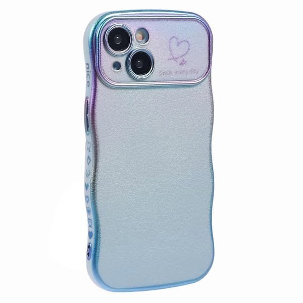 Deksel til iPhone 15, krøllete form, kjærlighetshjerte, TPU-telefondeksel, iriserende gradient Multicolor Style E