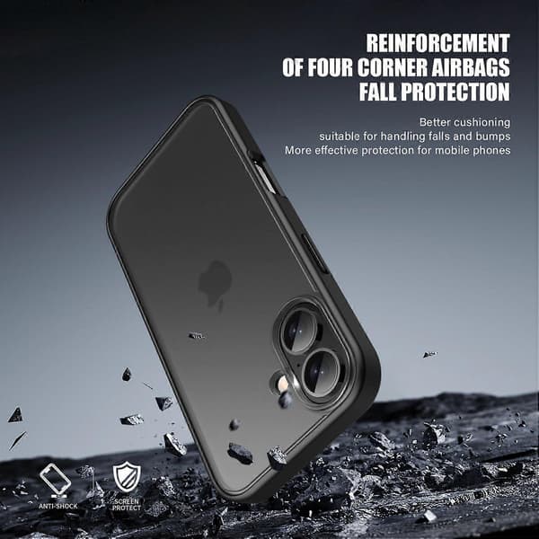 Magic Series deksel til iPhone 16, gjennomskinnelig matt TPU+PC telefondeksel - Grå Multicolor Translucent